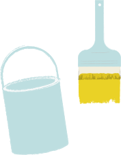 ペール缶と刷毛イラスト